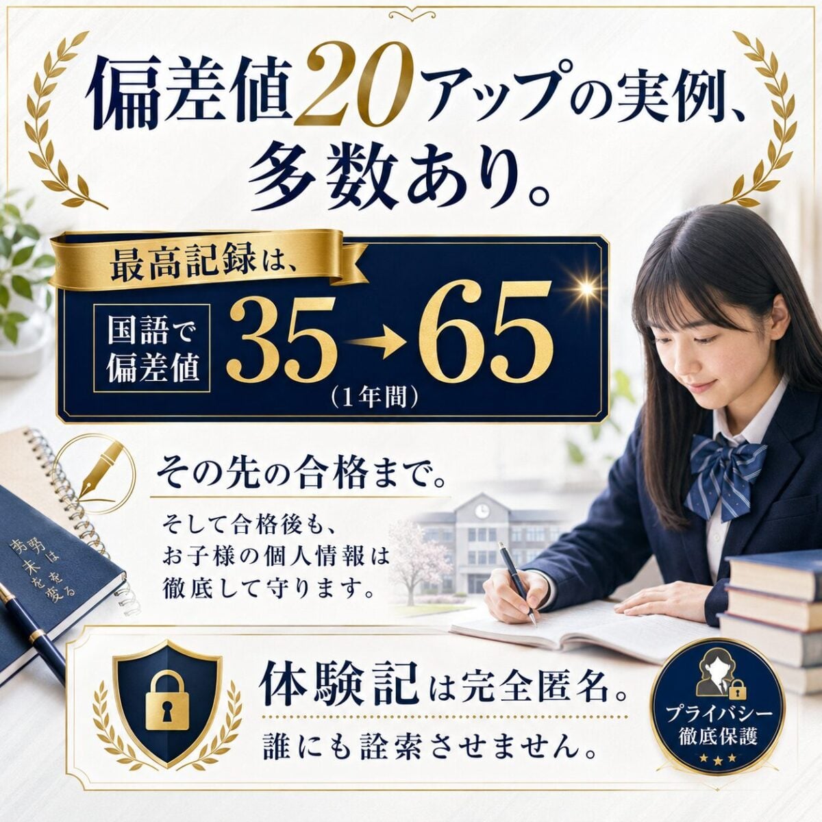 偏差値20アップの実績
